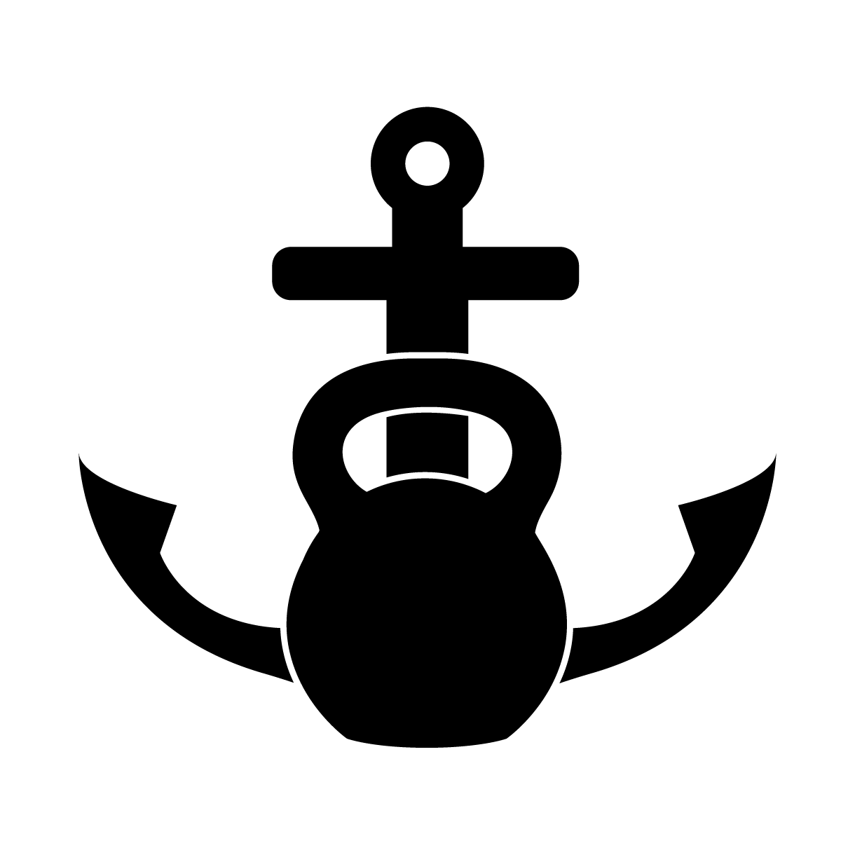 company logo with kettlebell in front of anchor